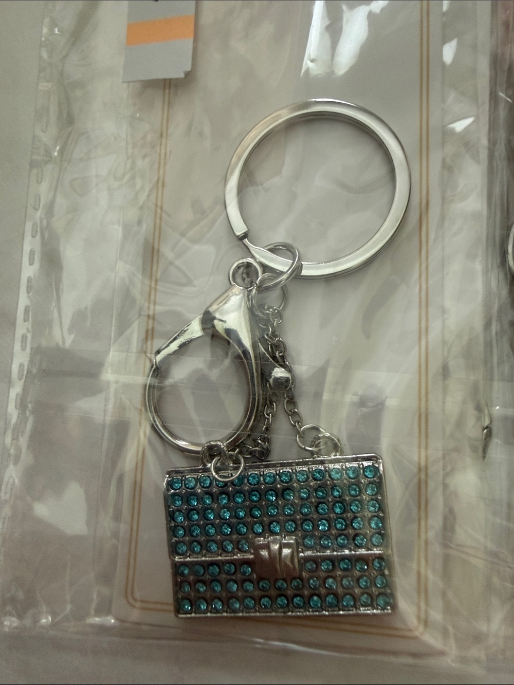 Silver or Gold Tone Handbag Keychain in Various Colored Crystals NWT - Picture 2 of 4